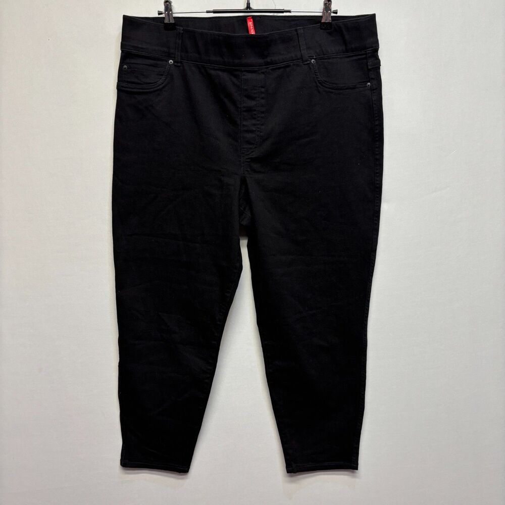 Spanx Women Pull On Ankle Jeans Size 3X Black Denim D092 -5
